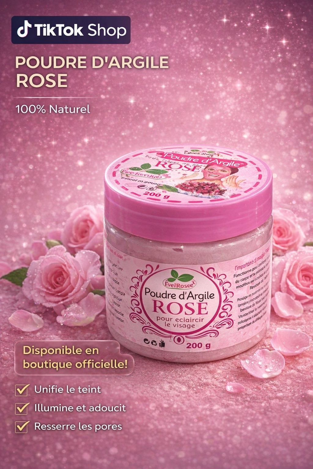 Masque à la poudre d’argile rose