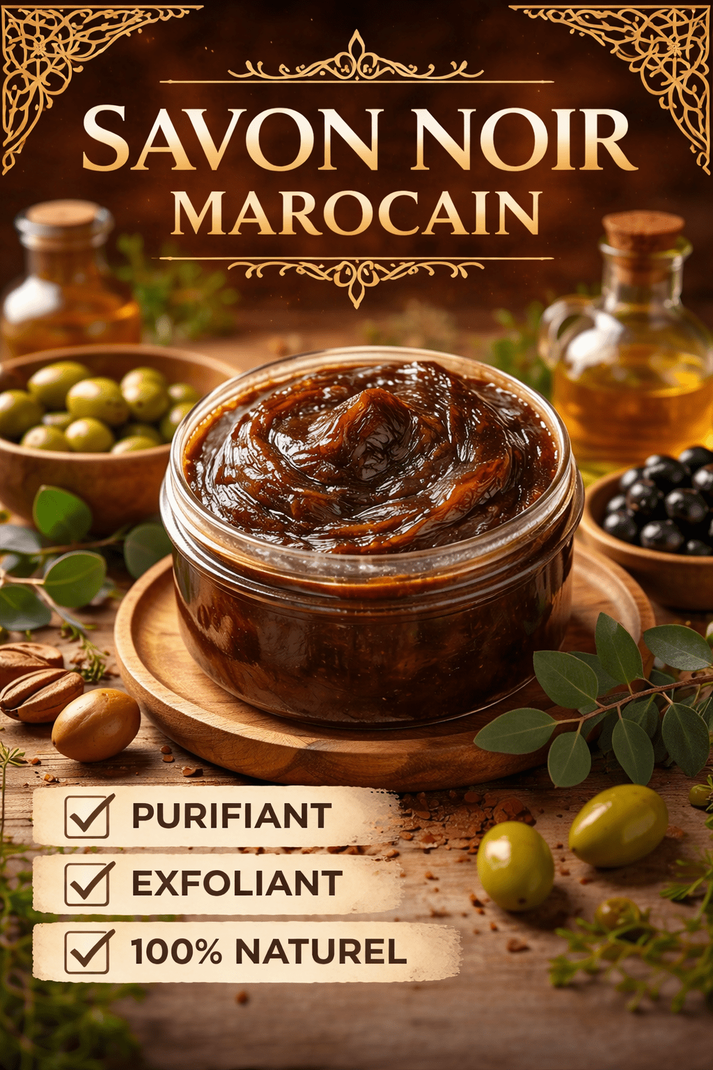 Savon Noir Marocain Naturel : Soin Exfoliant et Gommage Hammam - Mr cosmétiqueSavon Noir Marocain Naturel : Soin Exfoliant et Gommage Hammam